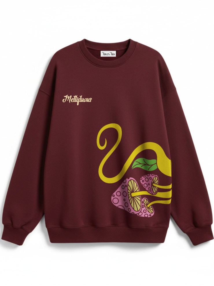 Maroon “Floral Flow” Oversized Sweatshirt